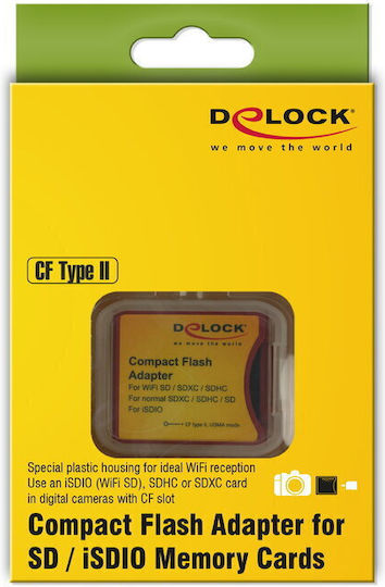 Delock Компакт Флаш Тип II към iSDIO WiFi SD SDHC SDXC Адаптер Delock 62542