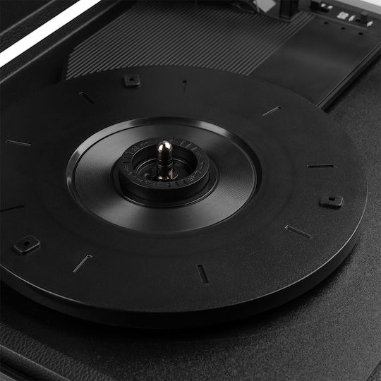 Audizio RP111BK 102.035 Куфар Грамофон с Ремъчно Задвижване Предусилвател и Вградени Говорители Черен