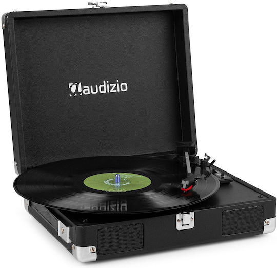 Audizio RP111BK 102.035 Куфар Грамофон с Ремъчно Задвижване Предусилвател и Вградени Говорители Черен