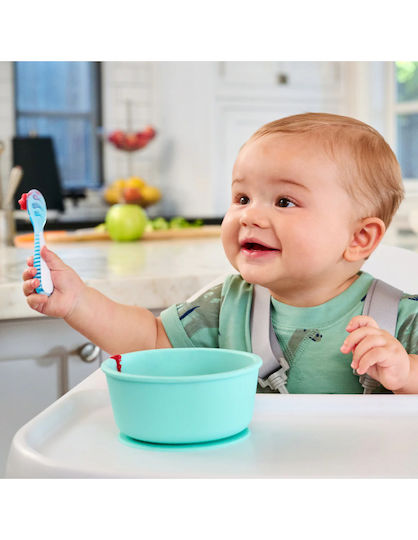 Munchkin Baby Set with Gentle Spoons Made of Silicone for 4+ Months Pink Purple 3pcs