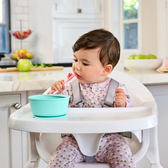 Munchkin Baby Set with Gentle Spoons Made of Silicone for 4+ Months Pink Purple 3pcs
