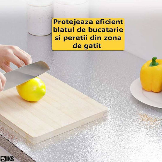 Siks Self-adhesive Kitchen Counter Film Pvc 60×500 Cm Moisture Stain Resistant Easy To Clean Countertop Wall Protection Silver