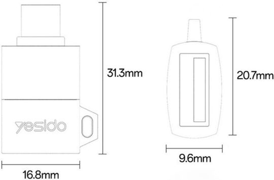 Adaptor OTG Type-C La USB 3.0 5Gbps QC18W Aliaj De Aluminiu Gri