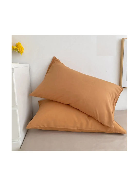 Kotonia Home Σετ Μαξιλαροθήκες με Φάσα Cocoa 40x40εκ.