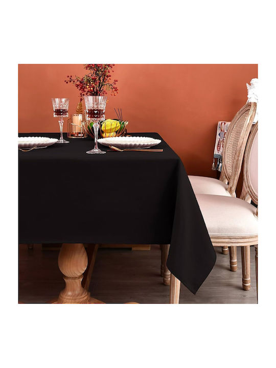 Kotonia Home Baumwoll Tischdecke Schwarz 150x240cm