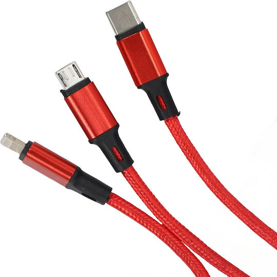 Einparts Cablu 3-în-1 12m 3A USB-C Micro USB Lightning Lungă Durabilitate