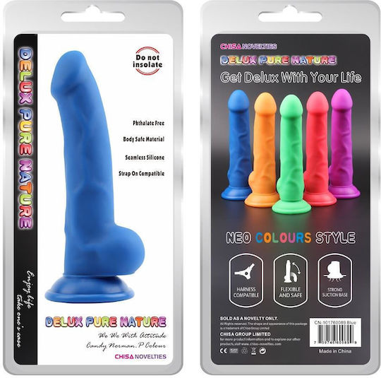Boss Of Toys Dildo realist cu Testicule și Ventuză Albastru 21.5cm