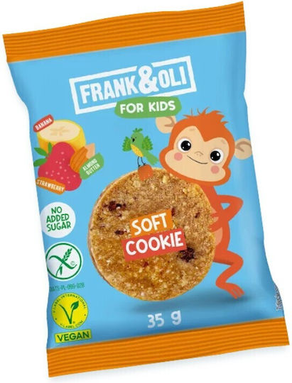 Frank & Oli Kids Soft Cookie Almond Paste Strawberry & Banana Μαλακό Μπισκότο Αμυγδαλοβούτυρο Φράουλα & Μπανάνα 35g
