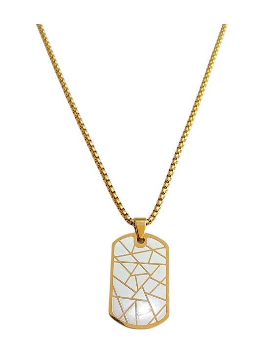 Kalliopi Silver Necklace ID Card From Gold Plated Steel