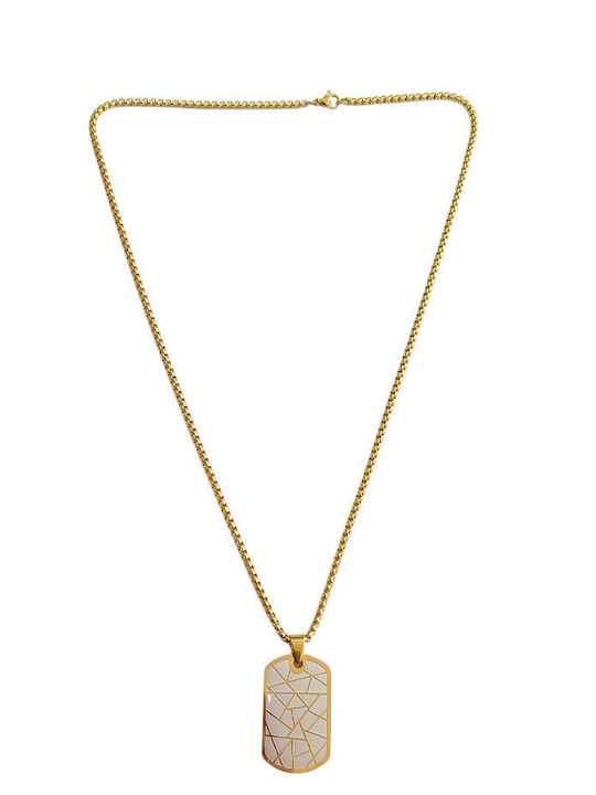 Kalliopi Silver Necklace ID Card From Gold Plated Steel