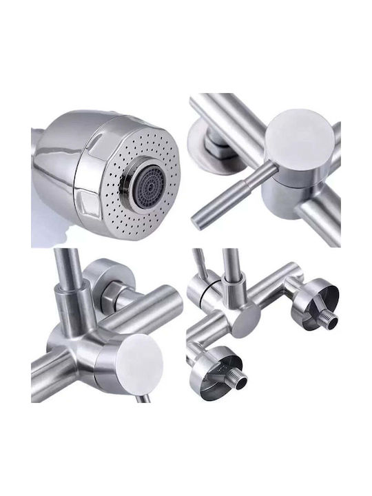 Alista Home Cf014 Baterie Chiuvetă Bucătărie Perete Flexibilă Argintie