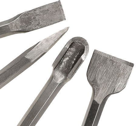 Set 4 Dălți Sds Cărămidă Beton Zola Lopată Lată Șanț Ascuțit Metal 14 X 250 X 20 40 Mm Gri