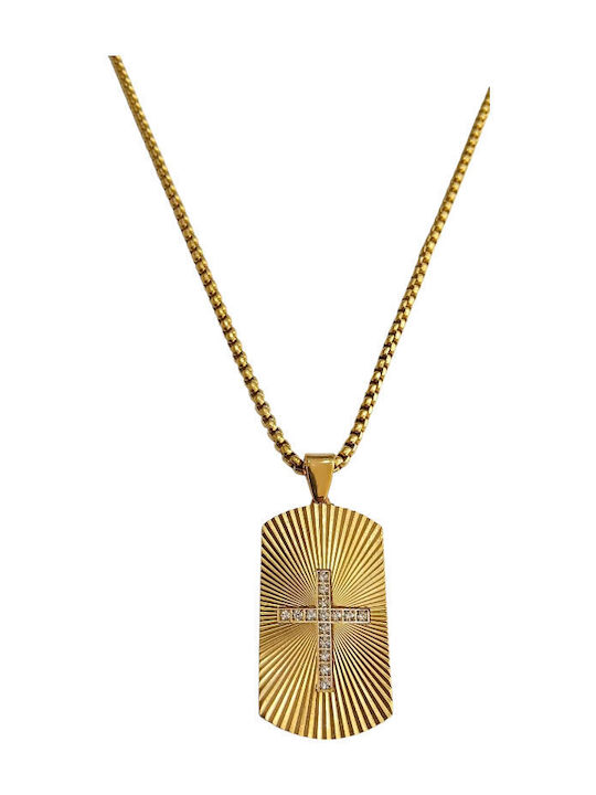 Kalliopi Silver Necklace ID Card From Gold Plated Steel