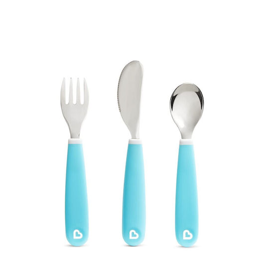 Munchkin Set Baby Cutlery Splash from Metal for 18+ Months Light Blue 3pcs