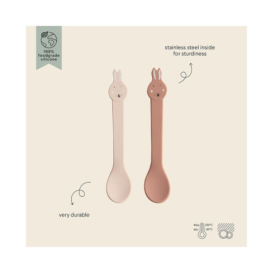Trixie Βρεφικό Σετ με Κουτάλια Mrs Rabbit από Σιλικόνη για 4+ μηνών 2τμχ