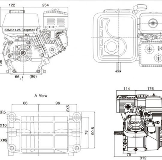 Zongshen Gb200 6.5 Hp Tiller Engine Conical Axle