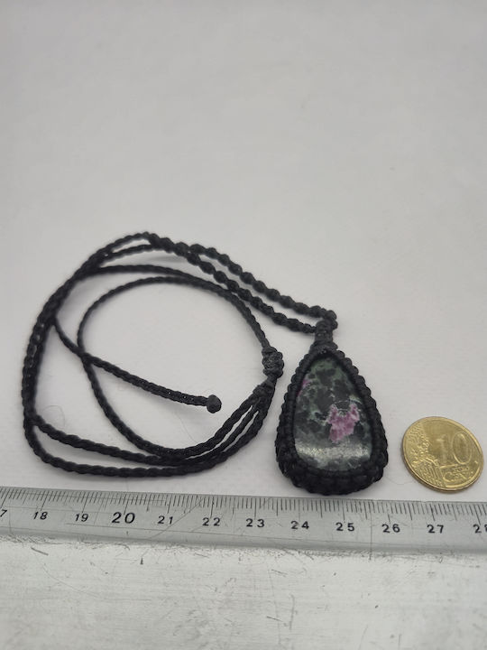 Macrame Necklace Ruby Zoisite Adjustable Handmade Jewelry