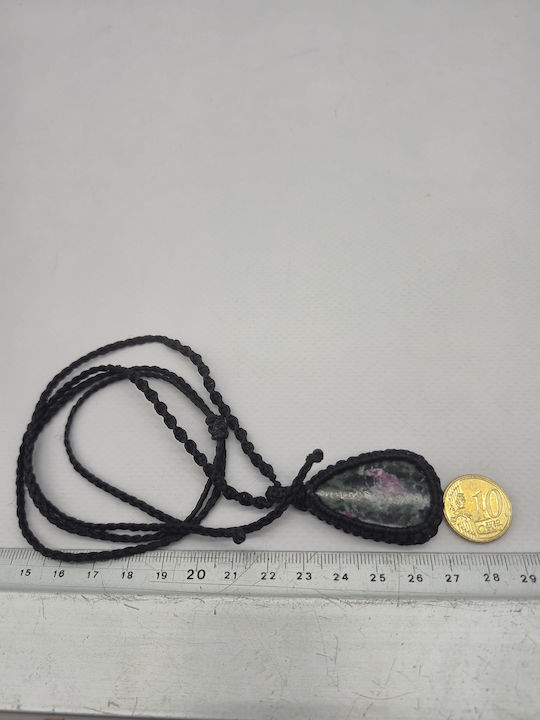 Macrame Necklace Ruby Zoisite Adjustable Handmade Jewelry