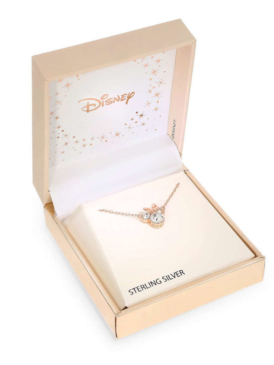 Disney Κολιέ από Ροζ Επιχρυσωμένο Ασήμι με Ζιργκόν