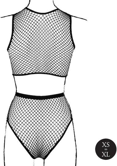 Σετ Crop Top Δίχτυ Μαύρο