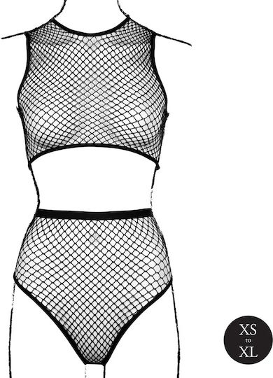 Σετ Crop Top Δίχτυ Μαύρο
