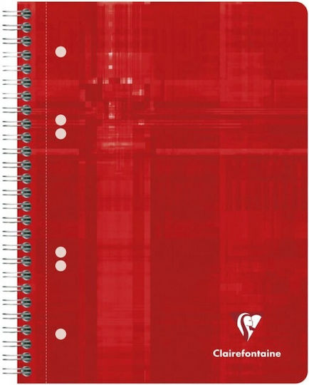 Clairefontaine Spiral Notebook A5 80 Sheets with White Pages with Pen Case Red