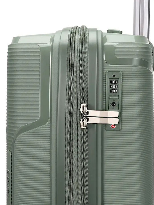 Amber Hard Olive Green Suitcases with 4 Wheels Set of 2 Pieces