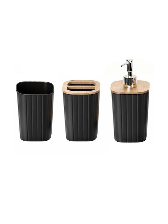 Avizar 5-teiliger Badezimmerzubehör-Set Zahnbürstenhalter Becher Schwarz Avizar 5-teiliger Badezimmerzubehör-Set Zahnbürstenhalter Becher Schwarz