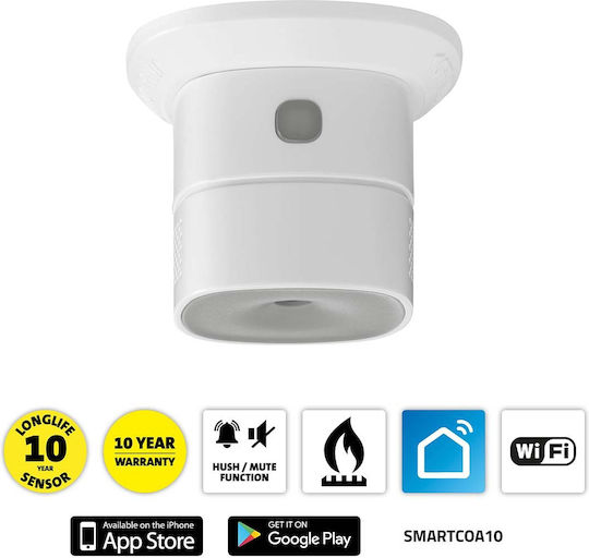 Alecto Smart Carbon Monoxide Detector Smartcoa10 Zigbee 3.0 White