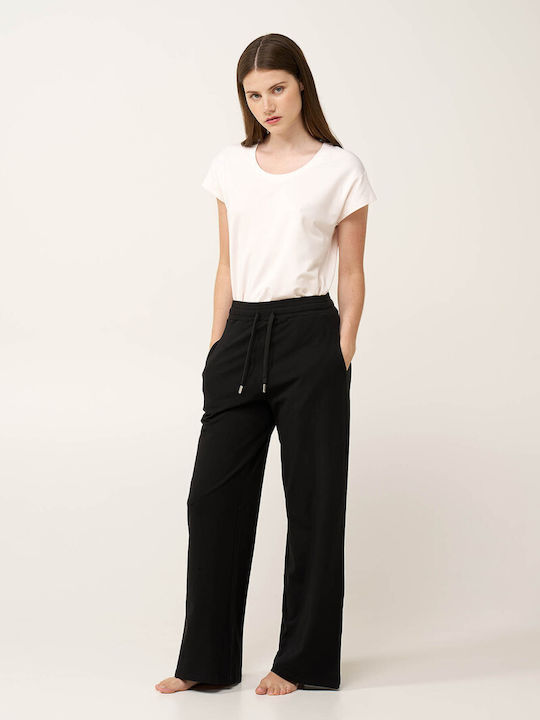 Vamp Winter Baumwoll Damen Schlafanzug Hosen Schwarz