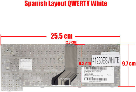 Испанска Клавиатура За Лаптоп Spanish Laptop Keyboard Lg X120 X120l X120g X13 X130 X110 C1 P100 Ul1 Mp-08j76e0-920 Aeul1p00010 Es Бял Код 41280eswhite