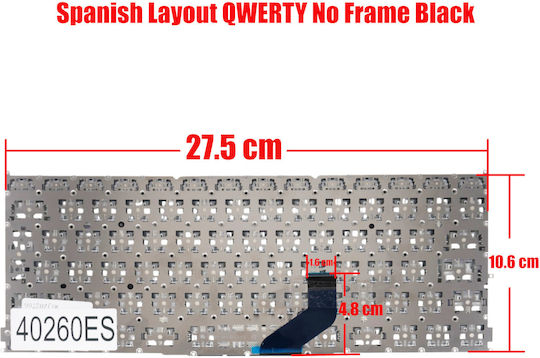 Spanish Laptop Keyboard Apple Macbook Pro 13" A1425 Late 2012 Early 2013 661-7016 607-9612 818-2985 Md212ll/a Me662ll/a Spanish No Frame Black Code 40260es