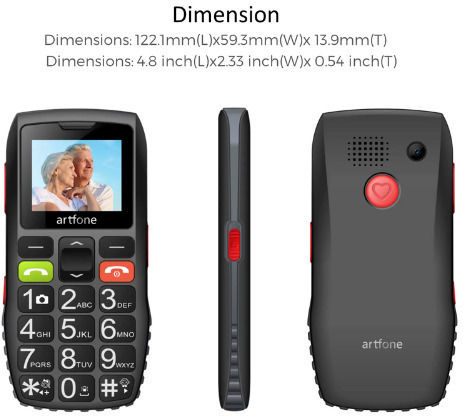 Artfone C1 Dual SIM Mobile Phone with Buttons (English Menu) Black