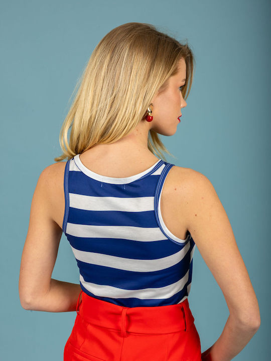 Women's Blouse with Spaghetti Straps Striped Blue