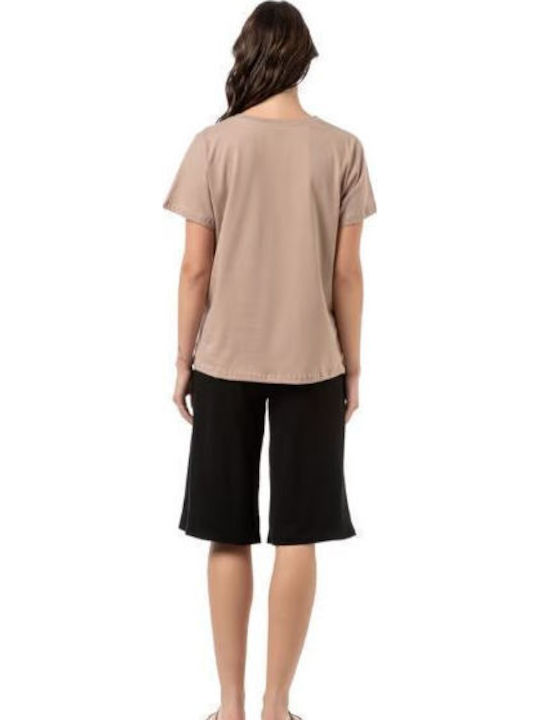 Damen Bluse Baumwolle Beige