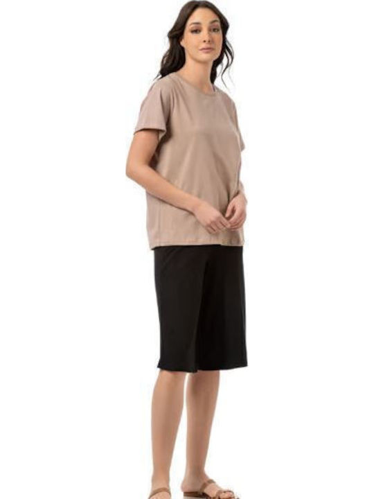 Damen Bluse Baumwolle Beige