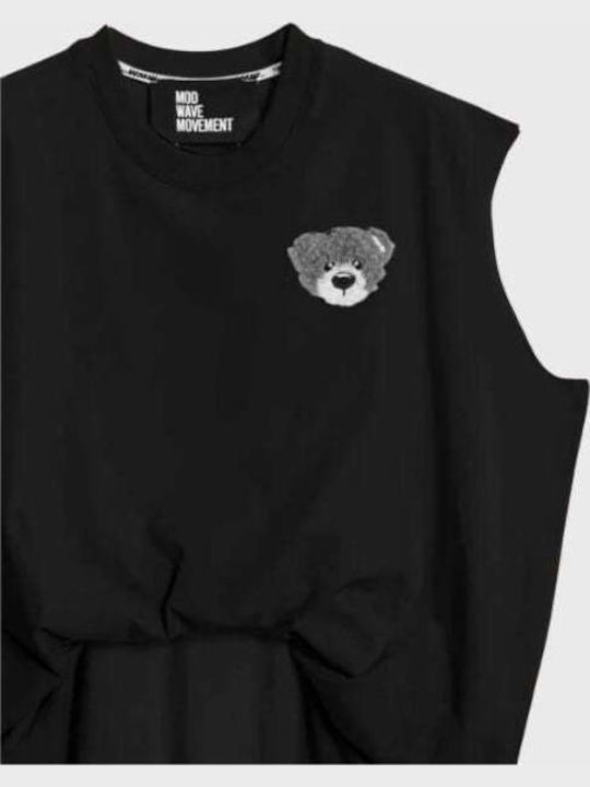 Women's Crop Cotton Sleeveless Black Top