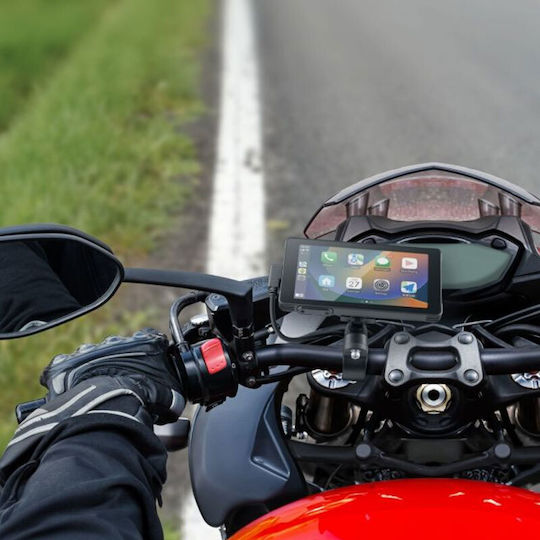 Interphone Motorrad-Navigationsbildschirm Ridesync Apple Carplay & Android Auto Motorräder Schwarze Interphoridesync