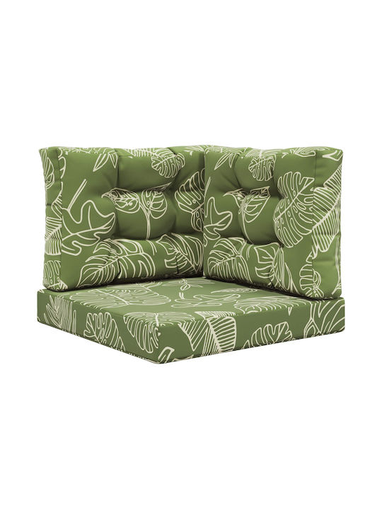 vidaXL Garden Chair Cushion with Backrest Green 3 Pieces 60x60cm