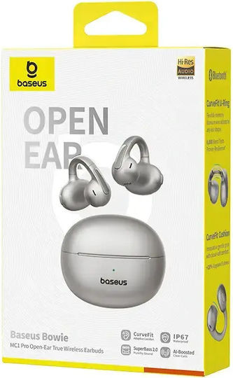 Baseus Bowie MC1 Pro Open Ear Bluetooth Handsfree Headphones with Sweat Resistance and Charging Case Silver