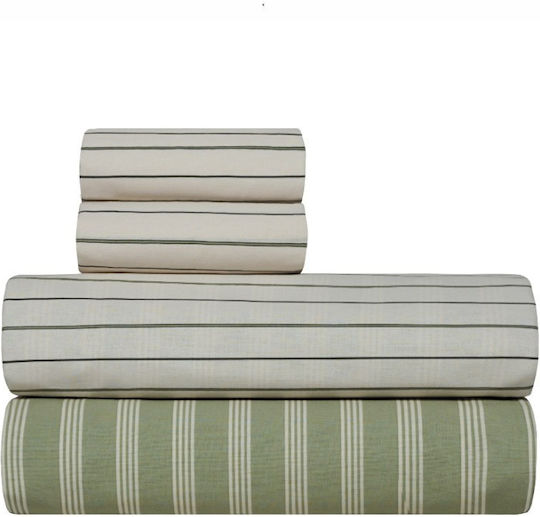 Kentia Arlo Σετ Σεντόνια Ημίδιπλα με Λάστιχο 120x200+35εκ. Πράσινο (3τμχ)
