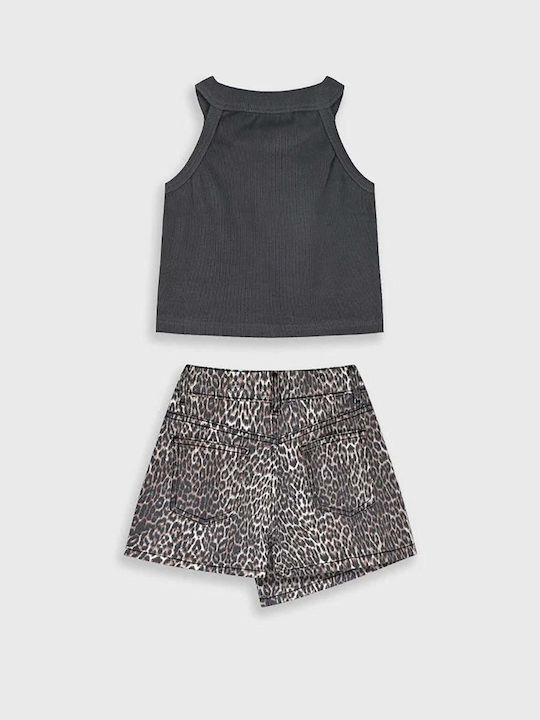Energiers Kids Set with Shorts Summer 2 Pieces Gray Anthracite Animal