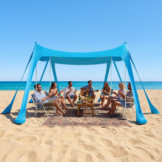 Vevor Cort De Plajă Pentru 7 Persoane Albastru