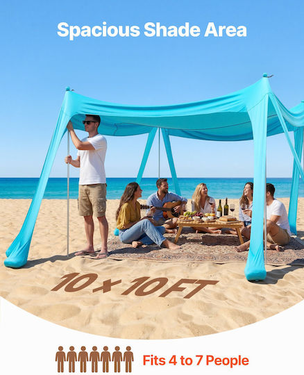 Vevor Cort De Plajă Pentru 7 Persoane Verde