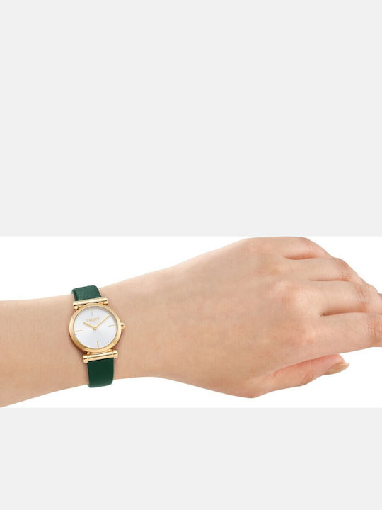 DKNY Damenuhr Batterie mit Grünem Lederarmband