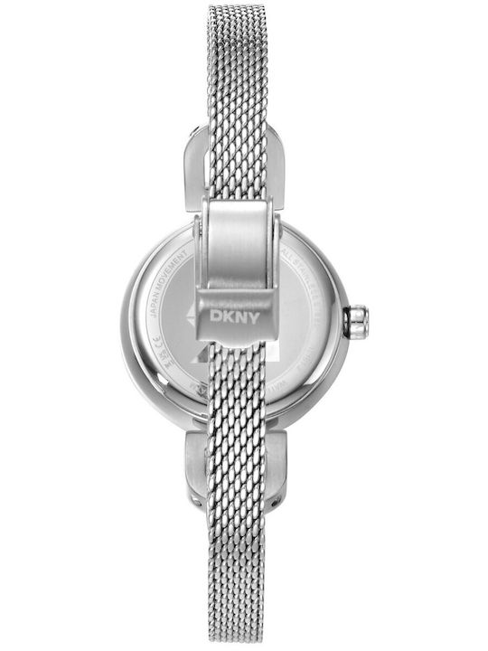 DKNY Γυναικείο Ρολόι Μπαταρίας με Ασημί Μεταλλικό Μπρασελέ