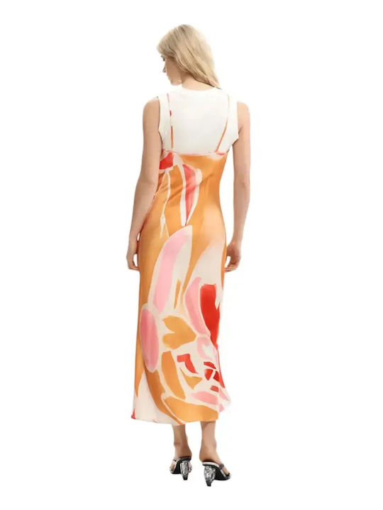 Sommer Maxi Wickel Damenkleid Orange