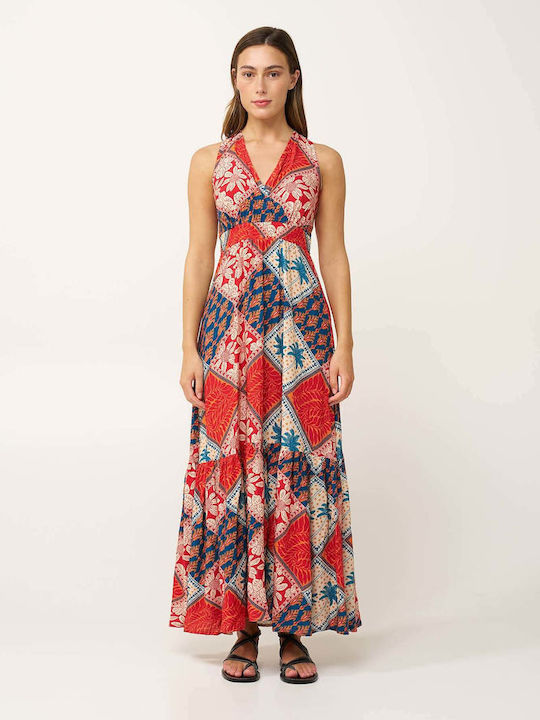 Sommer Maxi Wickel Damenkleid Rot Clay