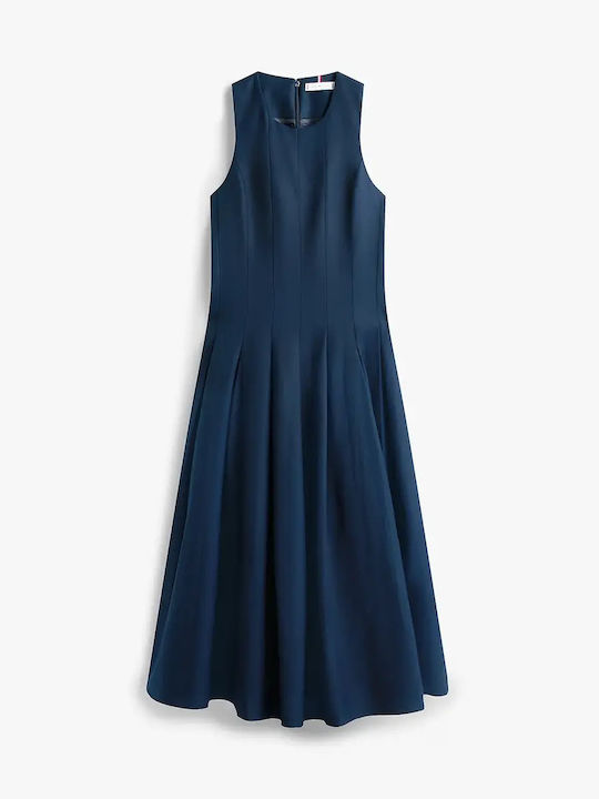 Summer Midi Shirt Dress Sleeveless Navy