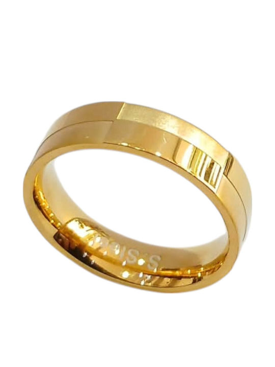 Kalliopi Silver Men's Gold Plated Steel Ring